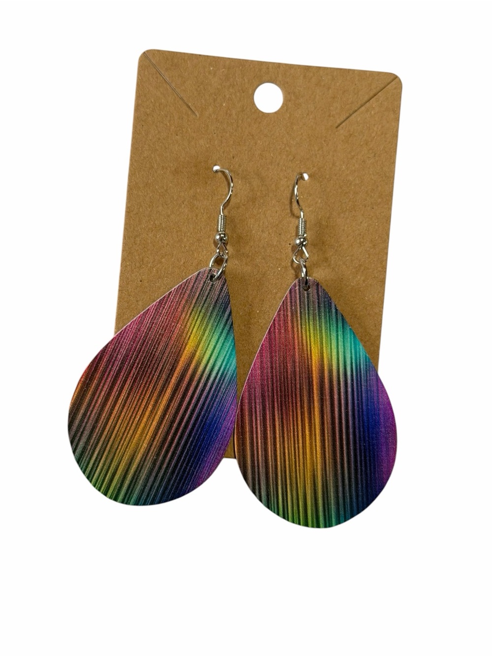 Multicolor Rainbow Teardrop Leather Earrings - Women Jewelry
